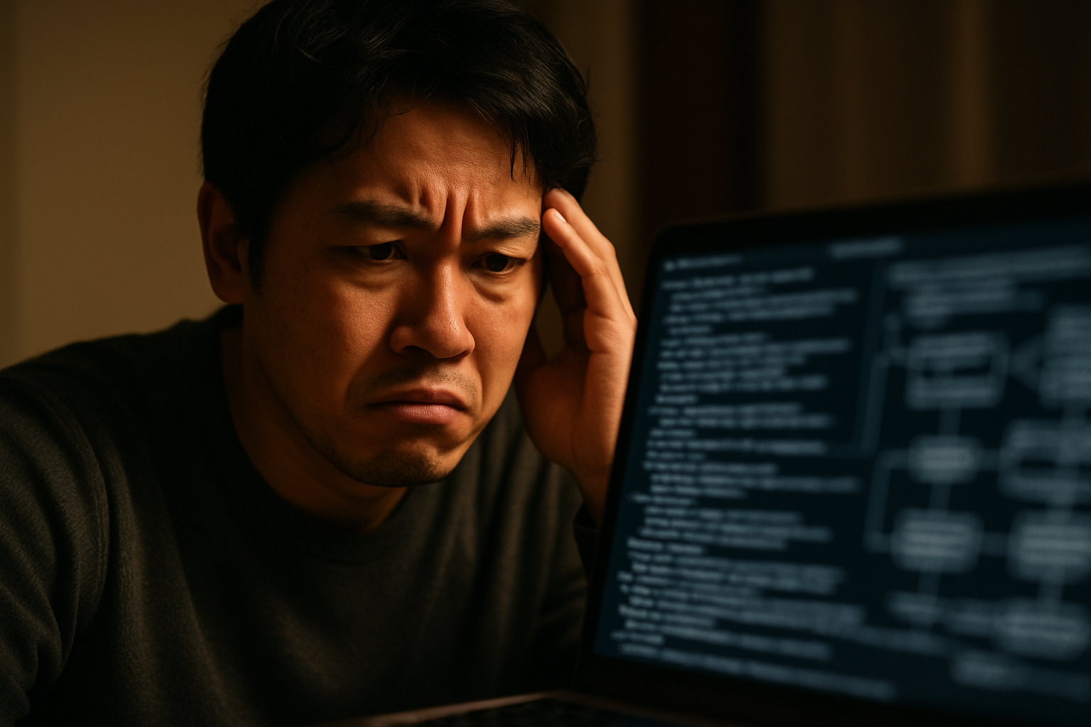 ウェブサイトを見て混乱している人のイメージ